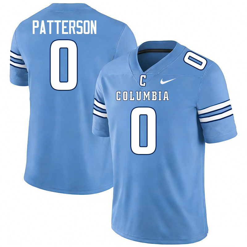 Columbia Lions #0 Keller Patterson College Football Jerseys,Uniforms Stitched-Columbia Blue
